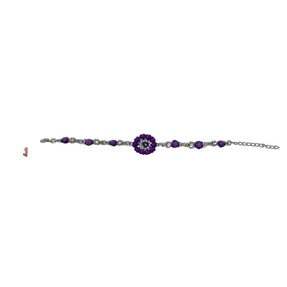 Charming Charlie Bracelet - Silver Plated Chain with Purple Heart & Round Stones - Picture 3 of 6
